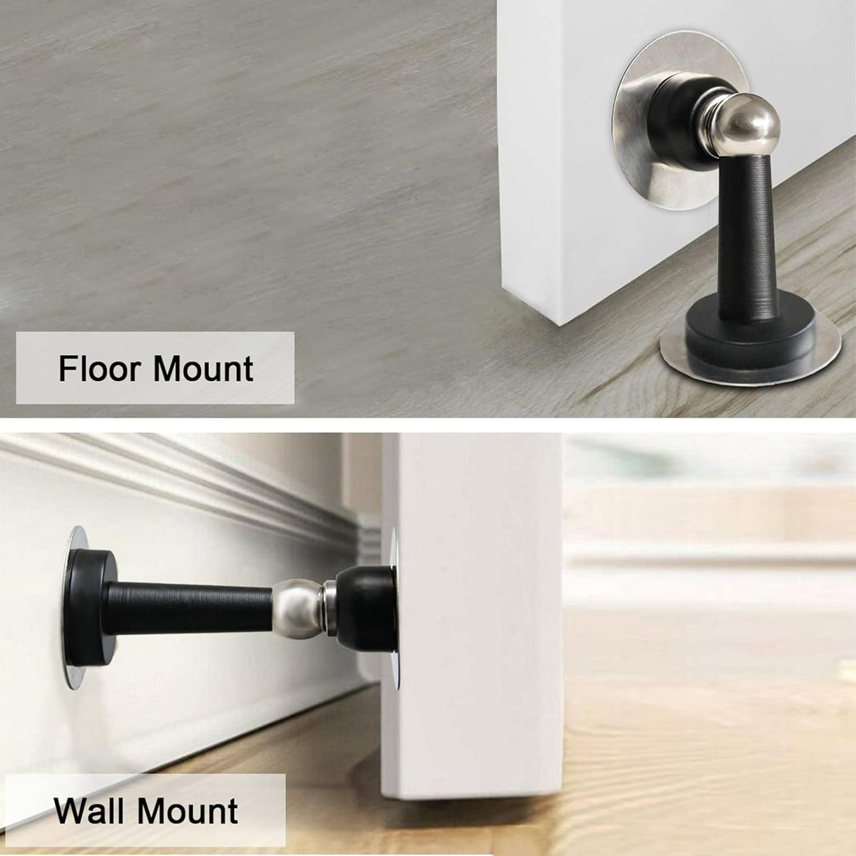 Shackcom Magnetic Door Stop 12 Pack Stainless Steel Door Holders to Keep Door Open Self-Adhesive