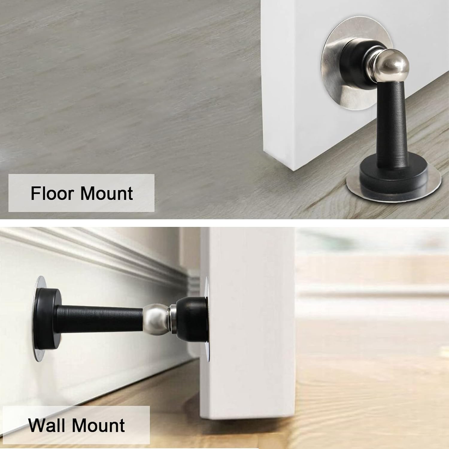 Shackcom Magnetic Door Stop 12 Pack Stainless Steel Door Holders to Keep Door Open Self-Adhesive
