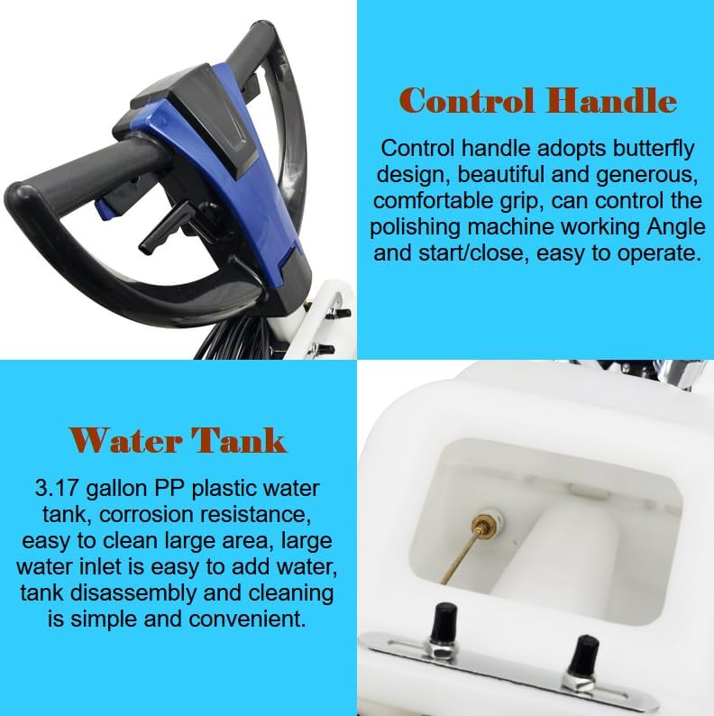 Floor Scrubber Buffer Polisher Commercial Floor Scrubber Machine 18" Tile Floor Cleaning and