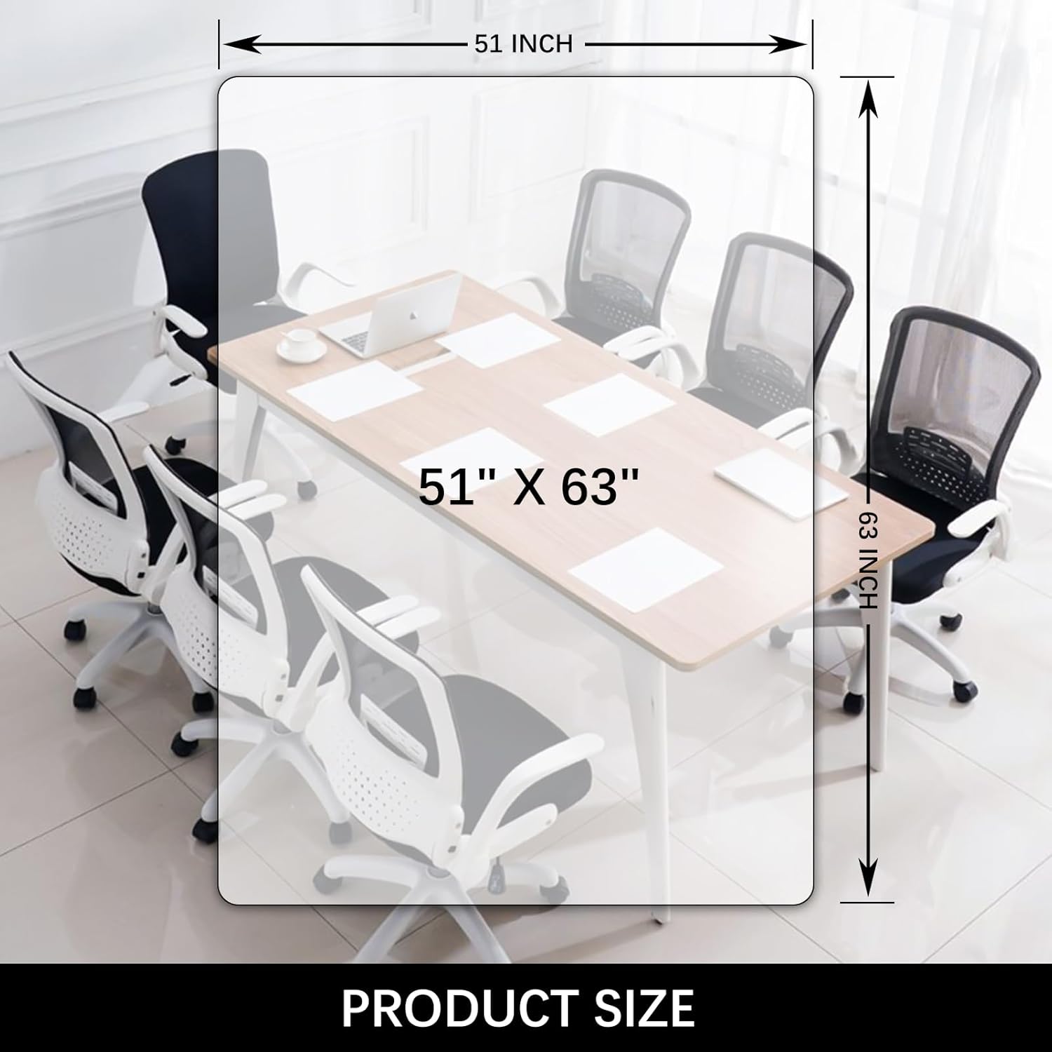 Kuyal Clear Chair mat for Hardwood Floor 51 x 63 inches Transparent Floor Mats Wood/Tile Protection