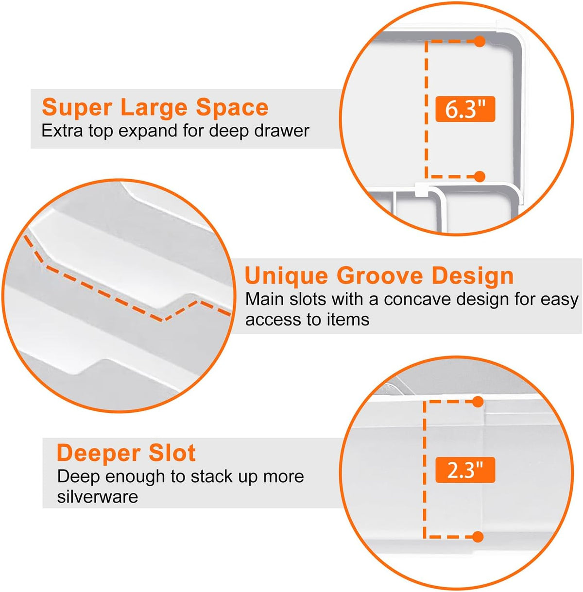 Silverware Organizer - Expandable Kitchen Drawer Organizer, BPA-Free Food-Safe Utensil Drawer