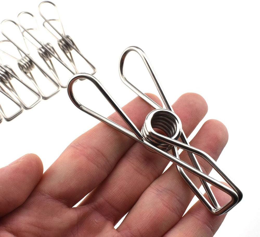 HAHIYO Clothespins Chip Clips All Metal Stainless Steel No Rust Stains Strong Grip in Heavy Wind