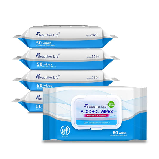 75% Alcohol Wet Hand Sanitizing Wipes - With Aloe, Moisturizer, and Vitamin E Formula - Premium
