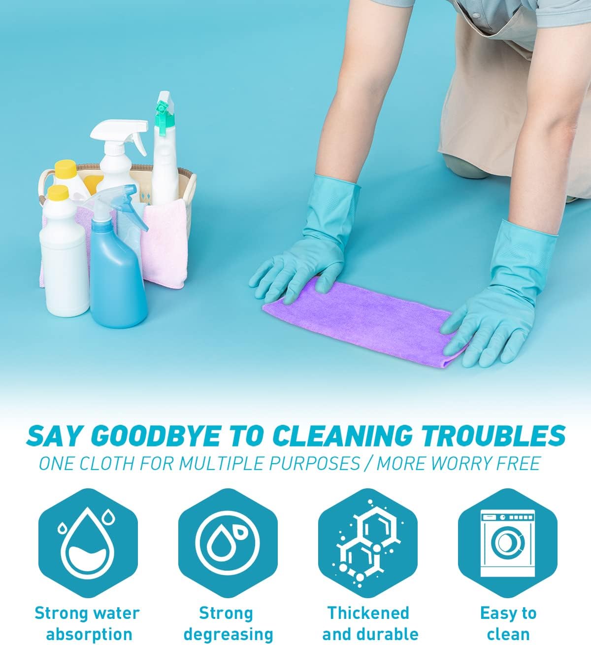 Microfiber Cleaning Cloth-24Pcs (13x13 inch) Ultra Soft Highly Absorbent Rags for
