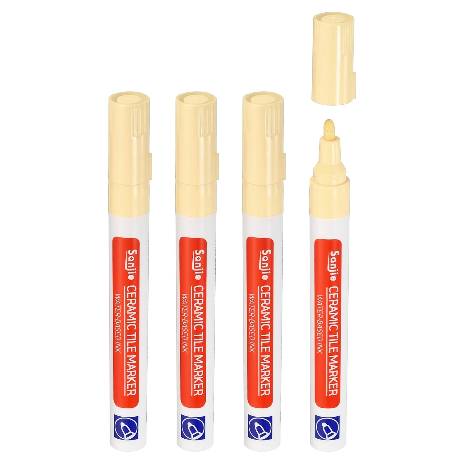 PATIKIL Grout Pen, 4 Pack Beige Tile Marker Waterproof Grout Sealer Pen Tile Repair Pens Paint Pens
