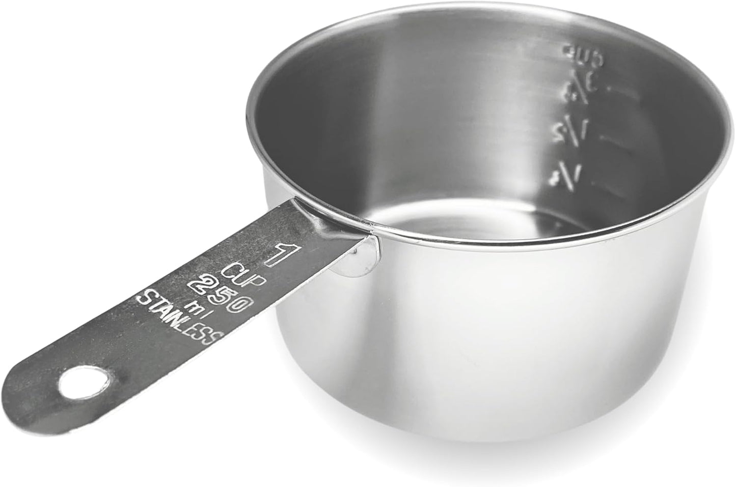 1 Cup Stainless Steel Measuring Cup | Sturdy Metal 250 ml | 240 cc | 8 oz | Single Cup for Wet and