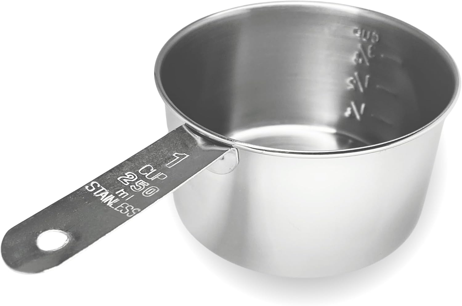 1 Cup Stainless Steel Measuring Cup | Sturdy Metal 250 ml | 240 cc | 8 oz | Single Cup for Wet and