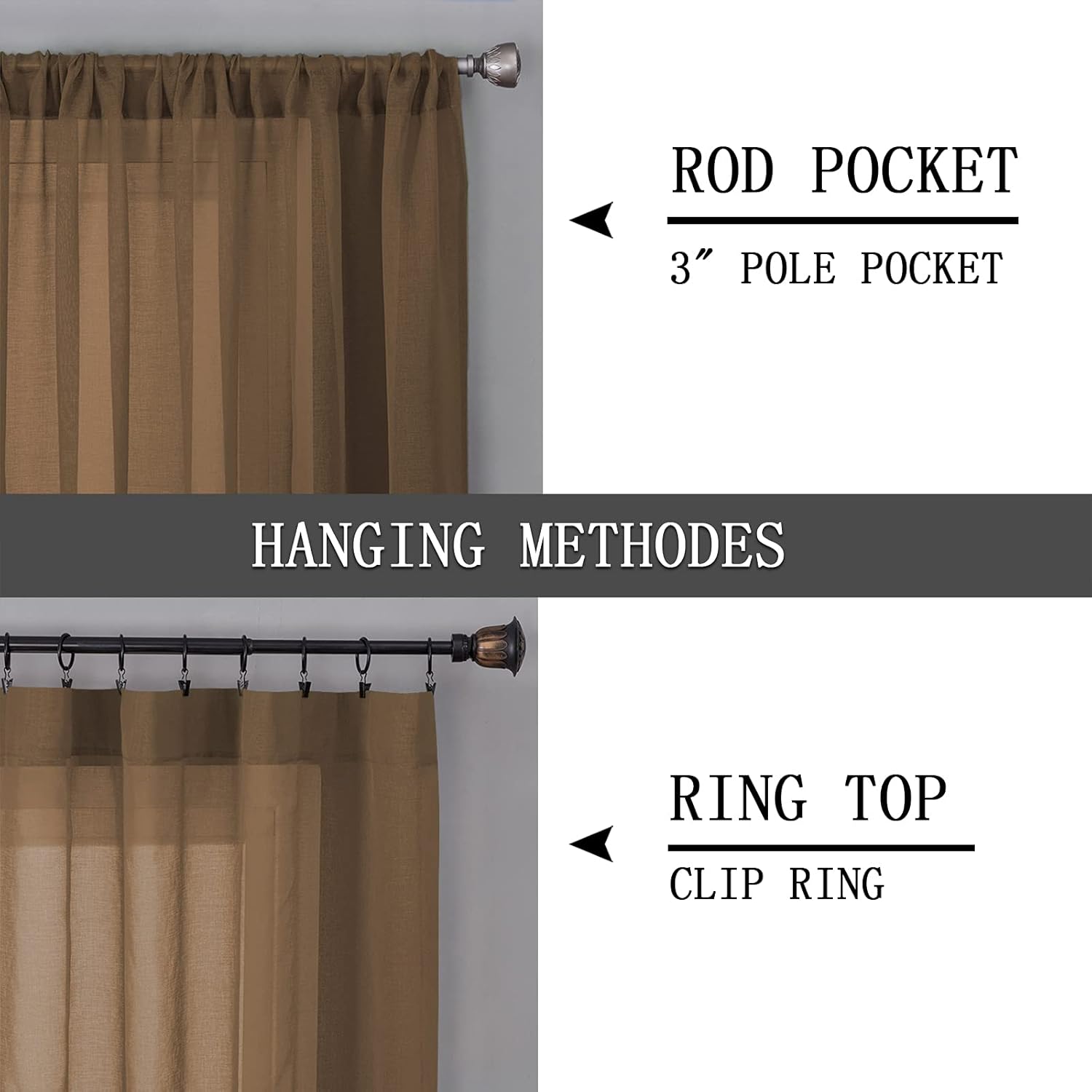 Tollpiz Sheer Curtains Linen Textured Bedroom Curtain Sheers Light Filtering Rod Pocket Voile