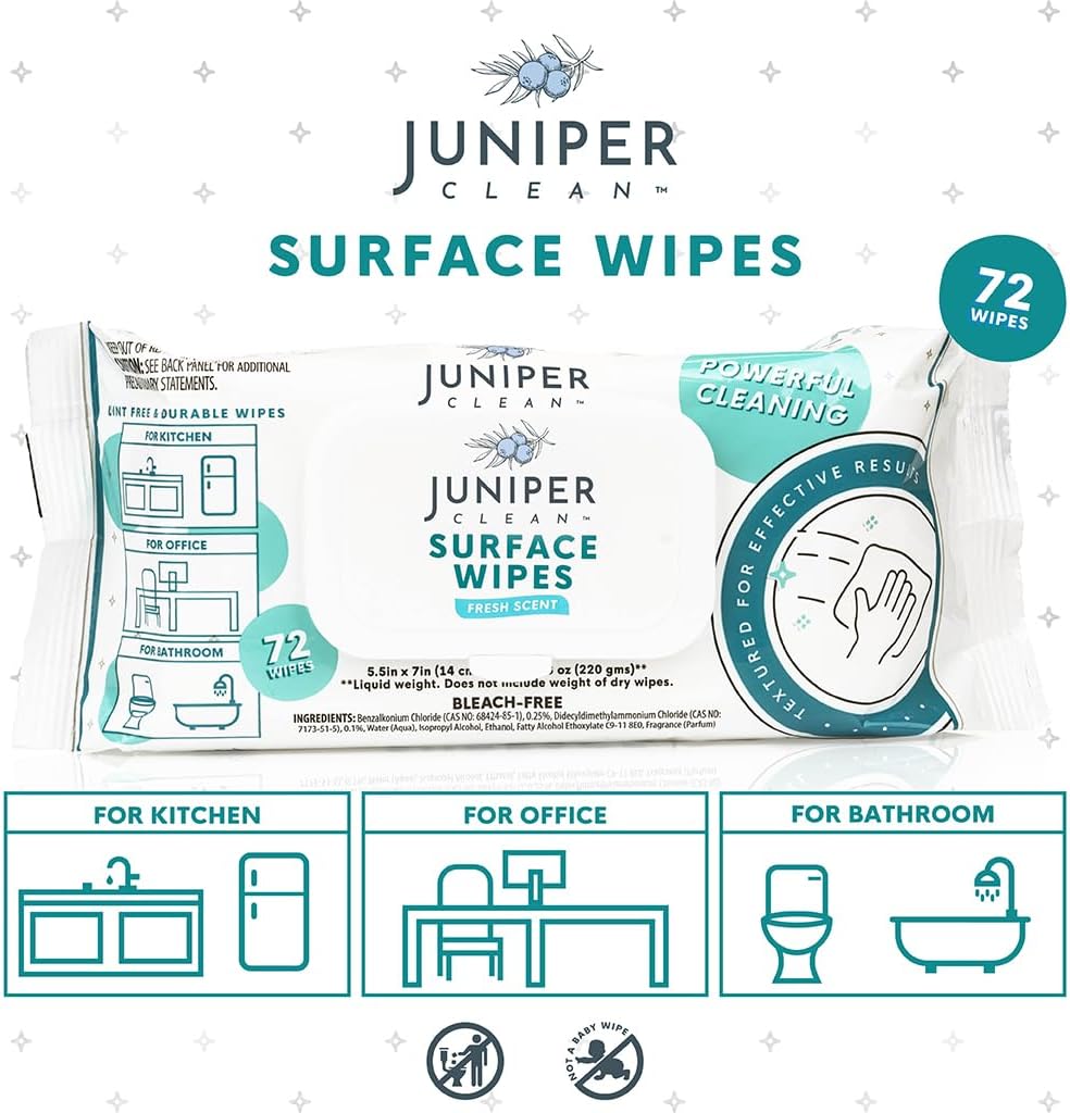 1 Pack Surface Cleaning Wipes Bleach Free, All-Purpose Cleaner for Bathroom, Kitchen, Office, 72