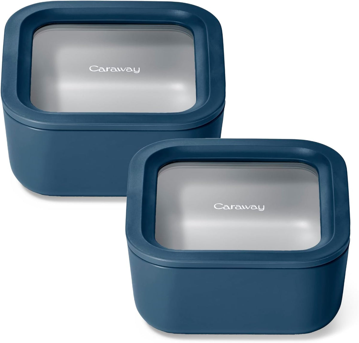 Caraway 2pc Glass Food Storage Set - 4.4 Cup Food Containers (2) - Ceramic Coated - Non Toxic, Non