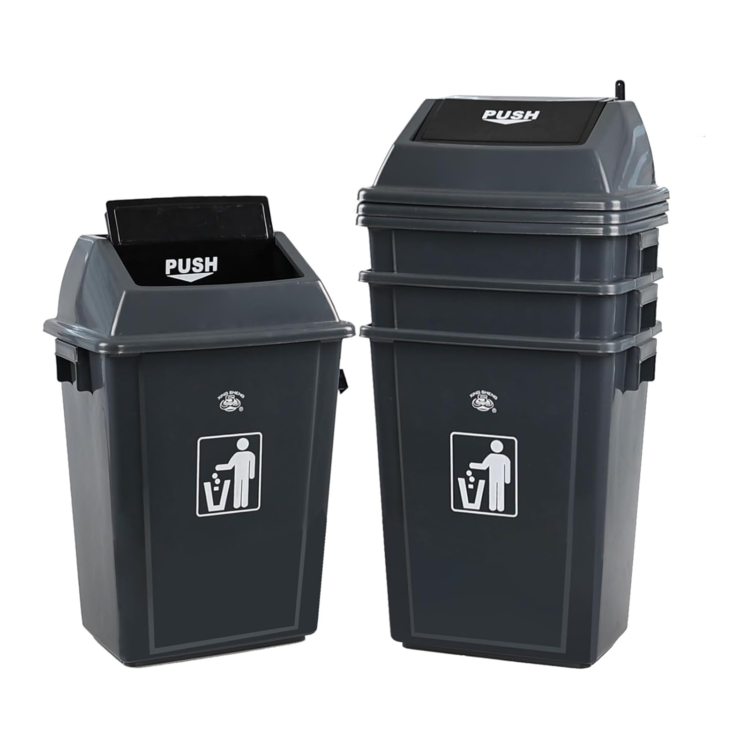 4 Packs 13 Gallon Commercial Heavy-Duty Trash/Garbage Can, Swing Lid Waste Container for
