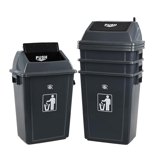 4 Packs 13 Gallon Commercial Heavy-Duty Trash/Garbage Can, Swing Lid Waste Container for