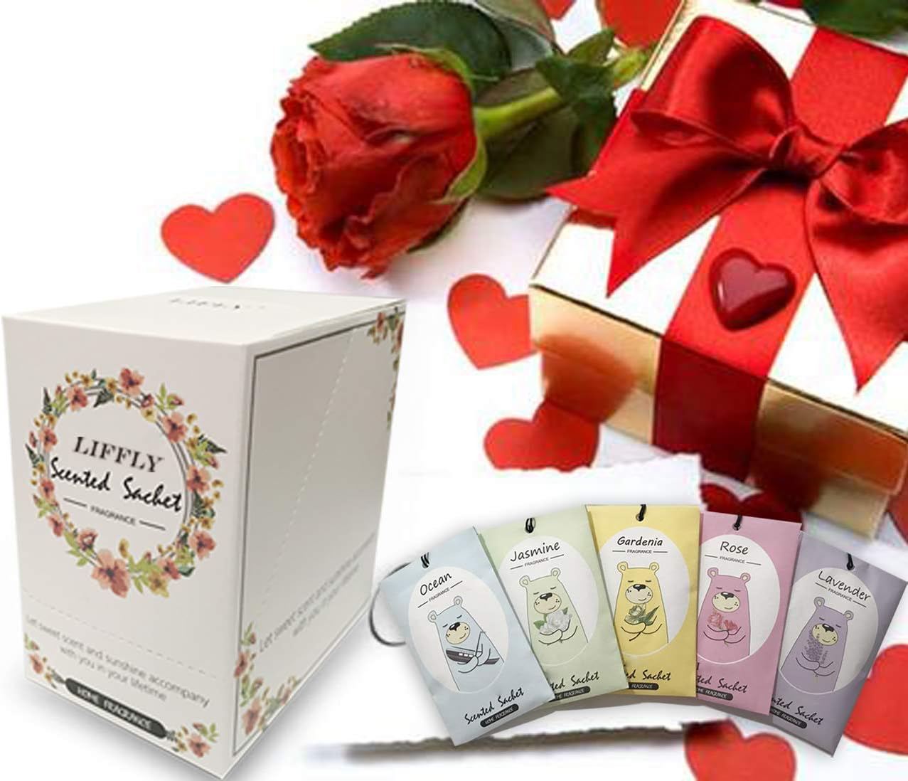 14 Packs Scented Sachets for Drawers and Closets Lavender, Rose, Jasmine, Ocean, Vanilla