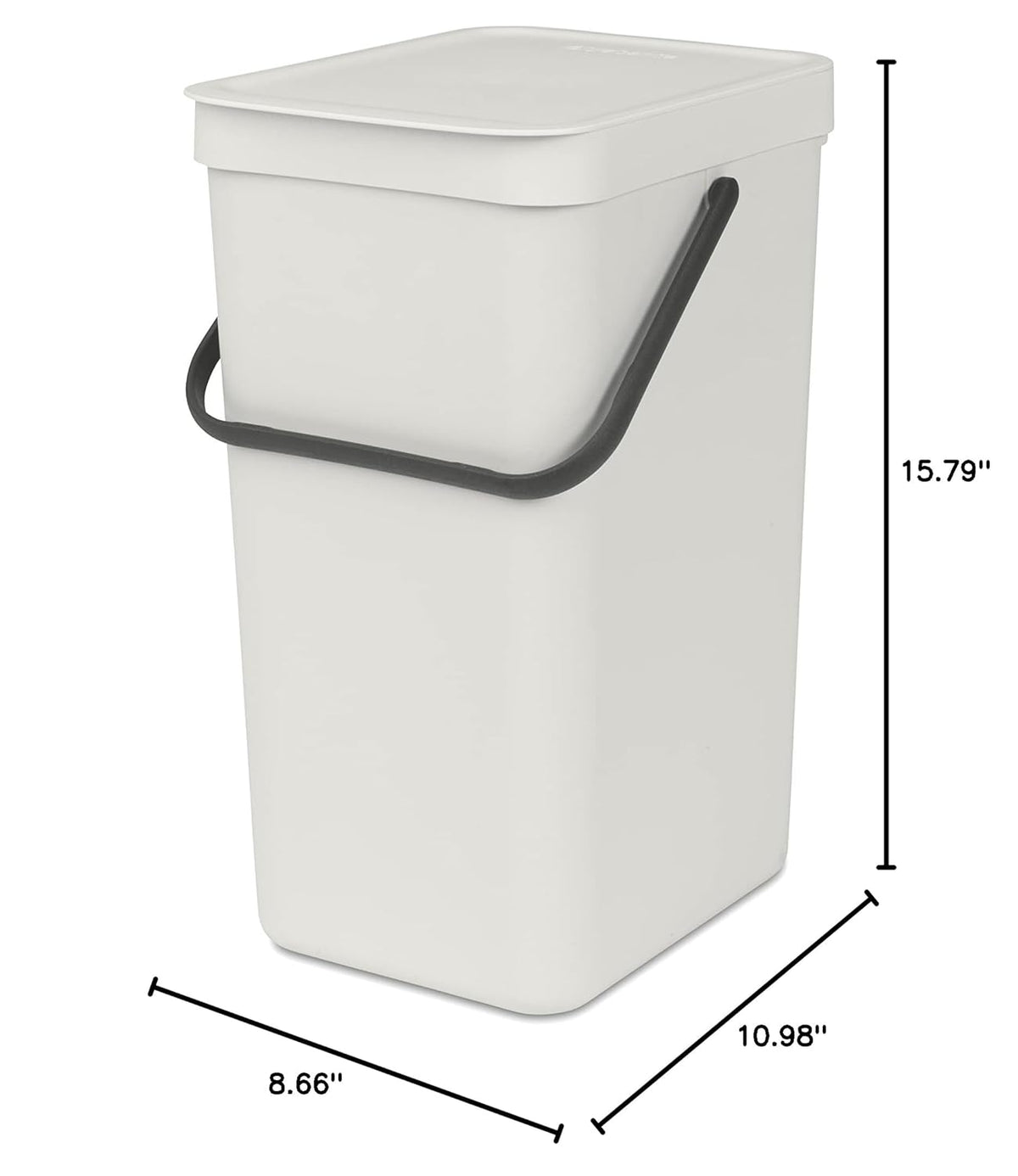 Brabantia Sort & Go Kitchen Recycling Can (4.2 Gal/Light Gray) Stackable Waste Organiser with
