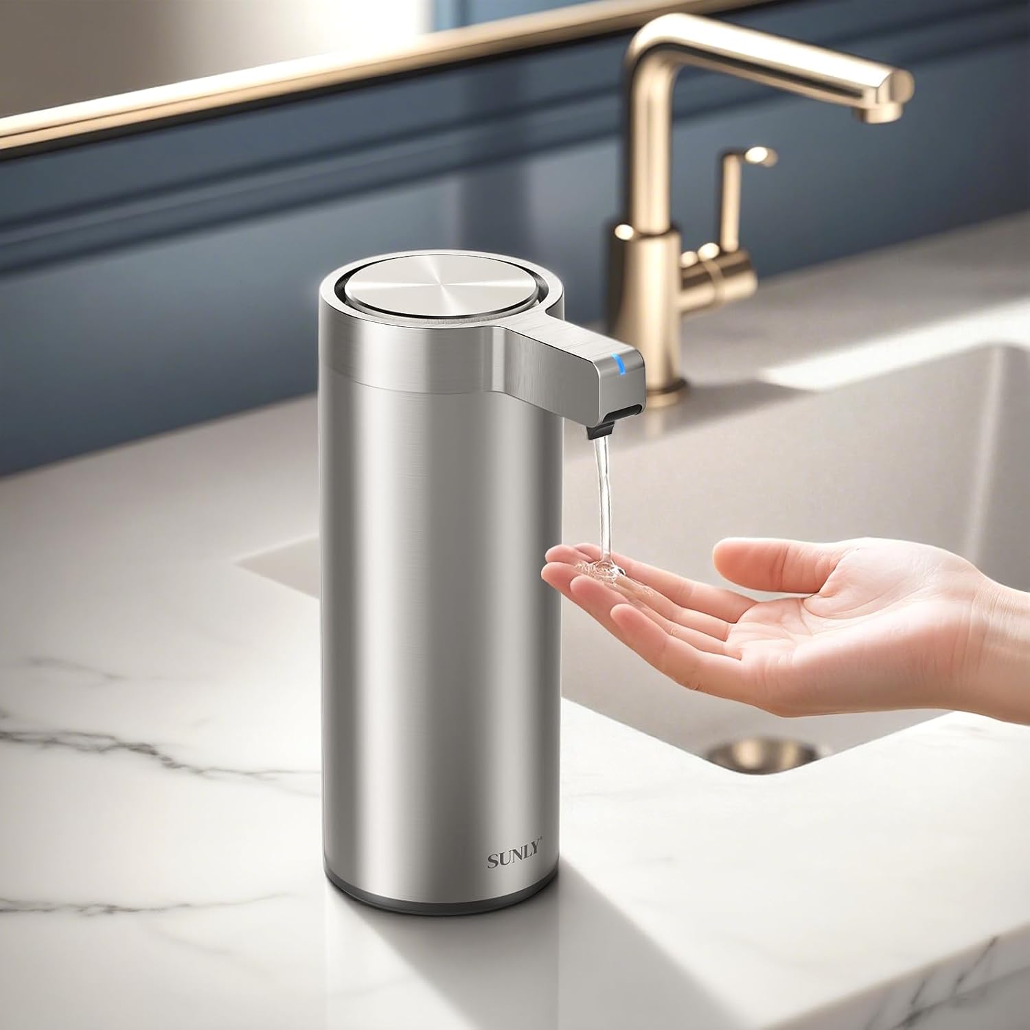 SUNLY Touchless Automatic Soap Dispenser – Clog-Free Pump, 0.2s Fast Sensor, USB-C Rechargeable