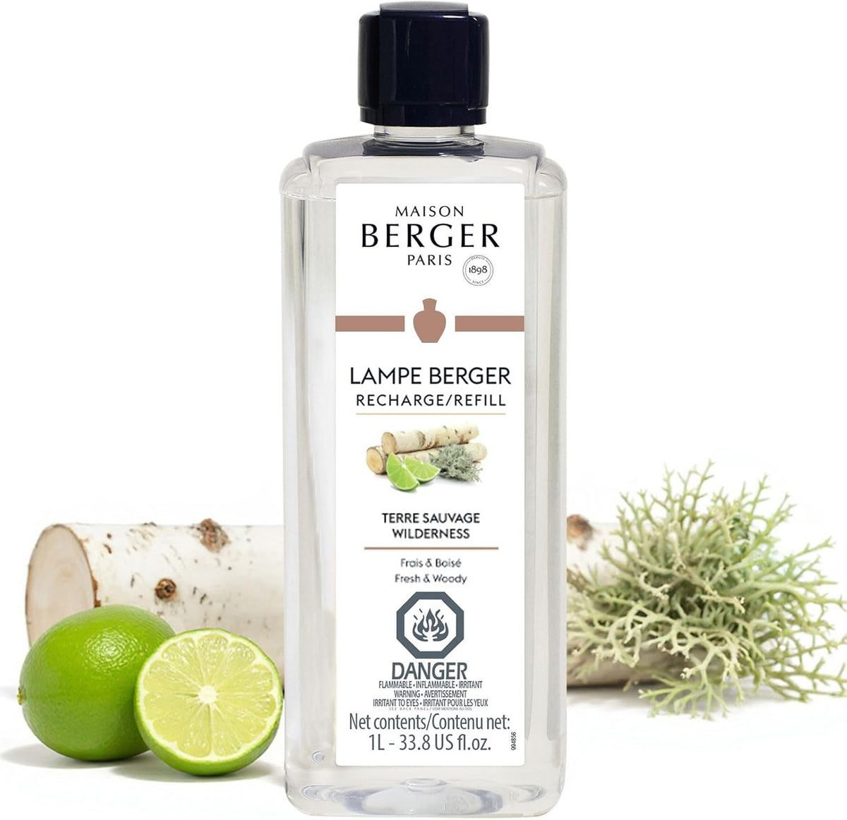 MAISON BERGER Wilderness Fragrance Refill – 1 Liter (33.8 Fluid Ounces) Air Freshener with Green &