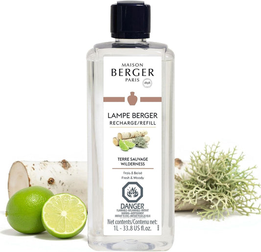 MAISON BERGER Wilderness Fragrance Refill – 1 Liter (33.8 Fluid Ounces) Air Freshener with Green &