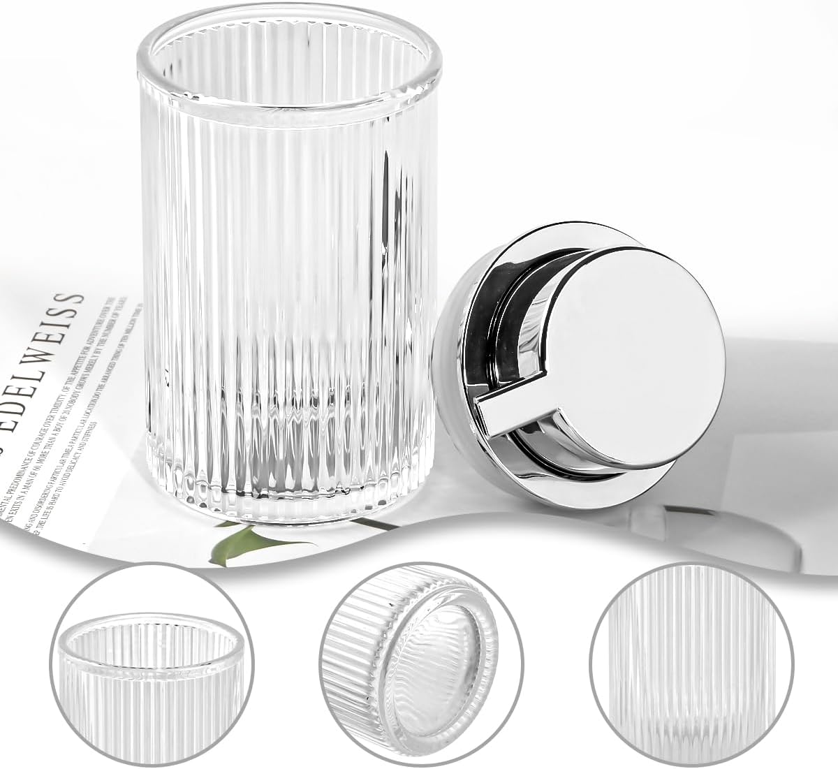 Clear Foaming Soap Dispenser, 12 Oz Glass Foaming Hand Soap Dispenser with Silver Pump, Bathroom