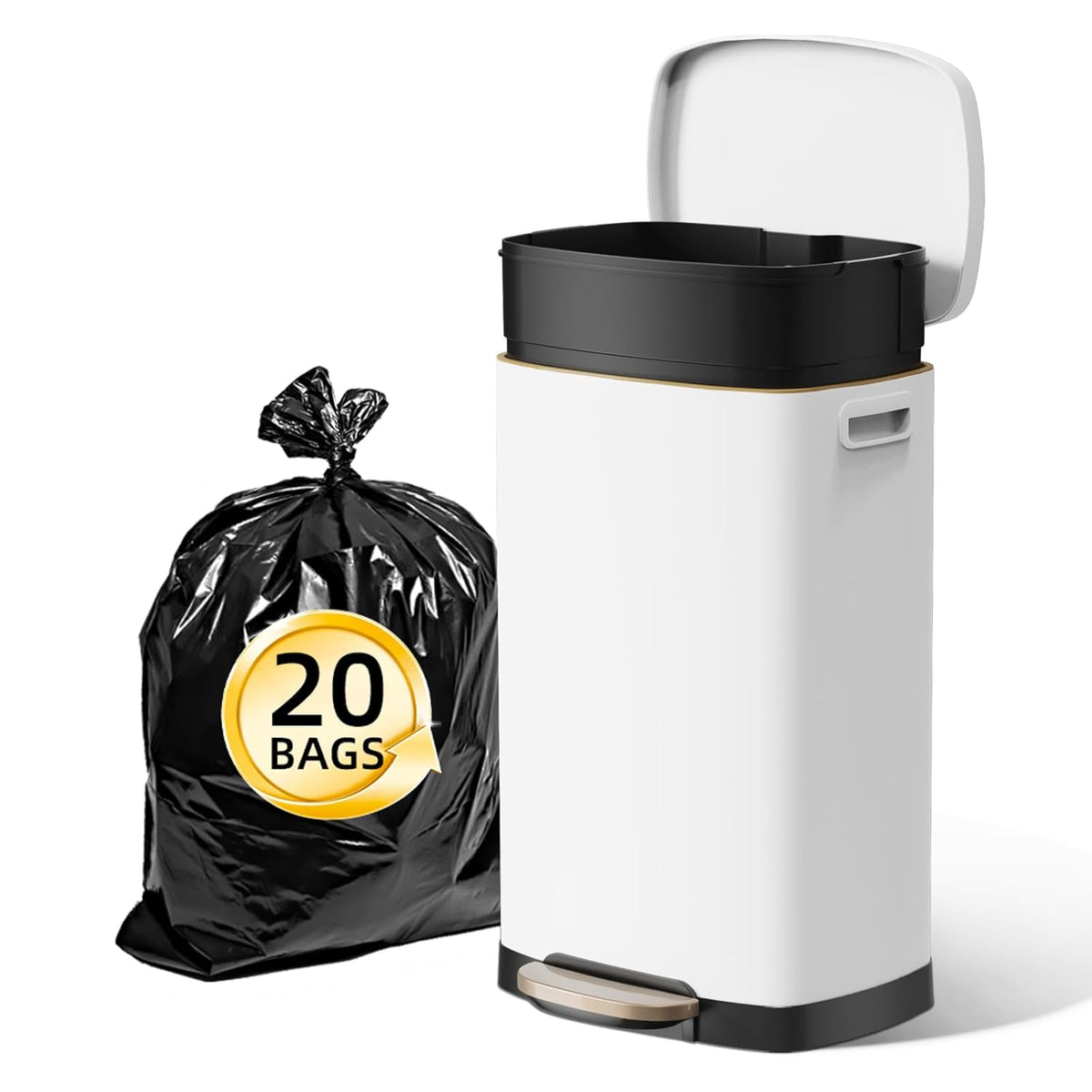KUK 13 Gallon Kitchen Trash Can with Lid, 50L/13Gal Office Step Garbage Can for Home, Kitchen