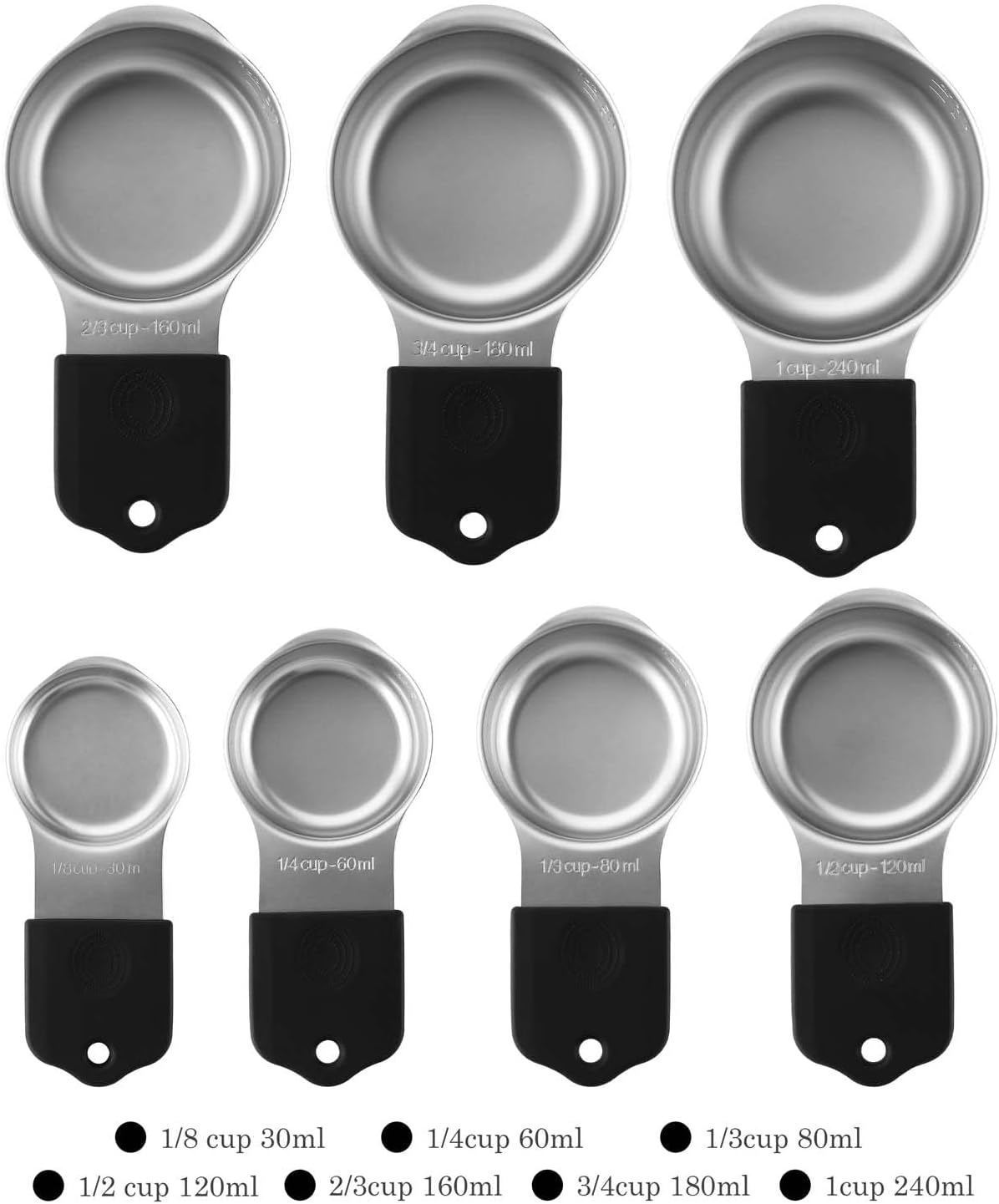 Magnetic Measuring Cups Set Stainless Steel Heavy Duty Metal Measuring Cups for Dry and Liquid