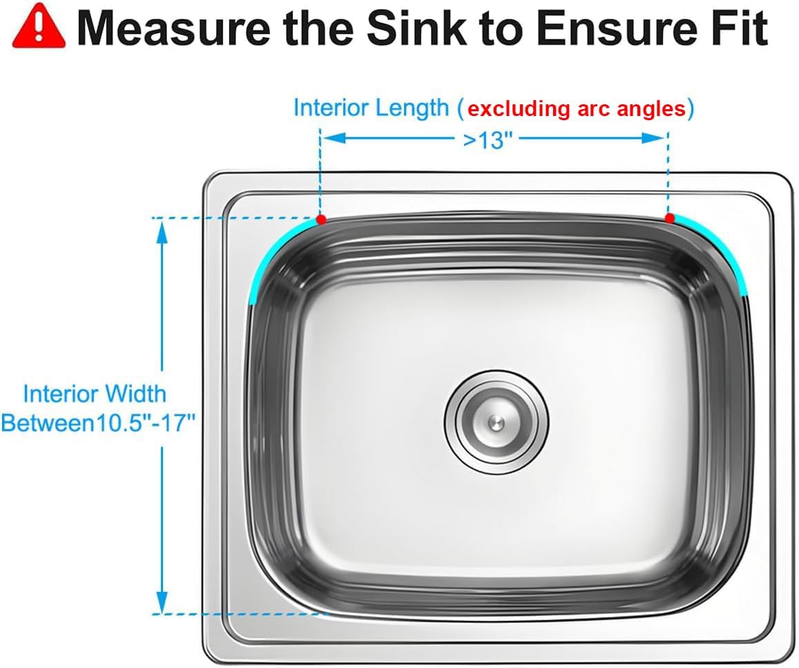 Expandable in Sink Dish Drying Rack, Adjustable Capacity (10.5''-16'') Stainless Steel Over The