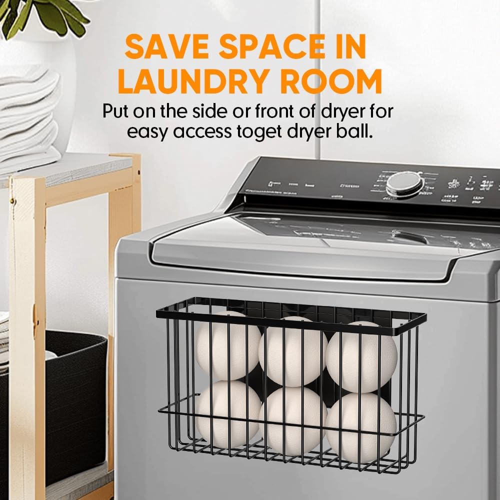 Magnetic Dryer Ball Holder for Laundry Room Organization and Storage, Magnetic Lint Bin for Laundry