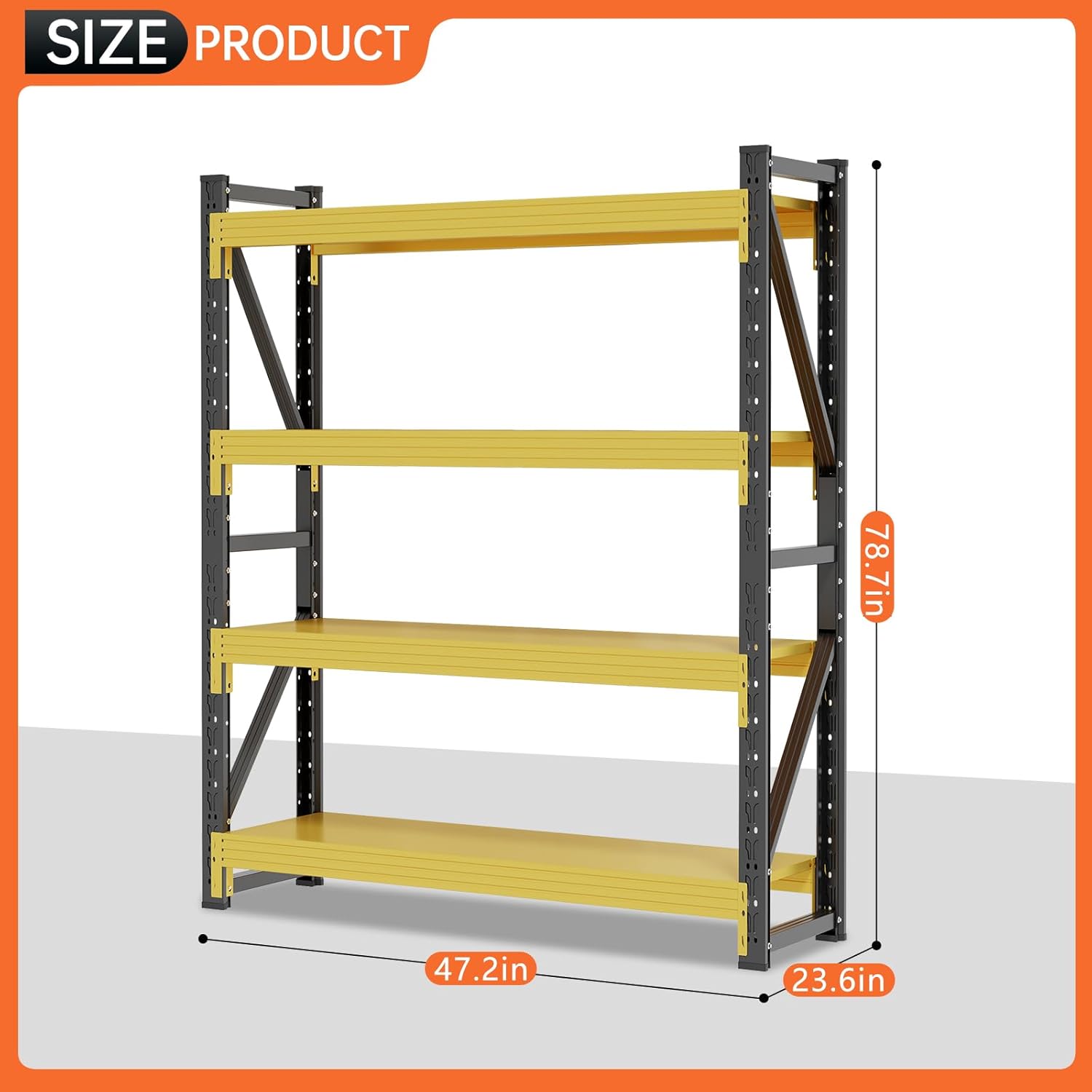 4000LBS Storage Shelves Heavy Duty, 48" W Metal Garage Shelving Units, 4 Tier Adjustable Shelf