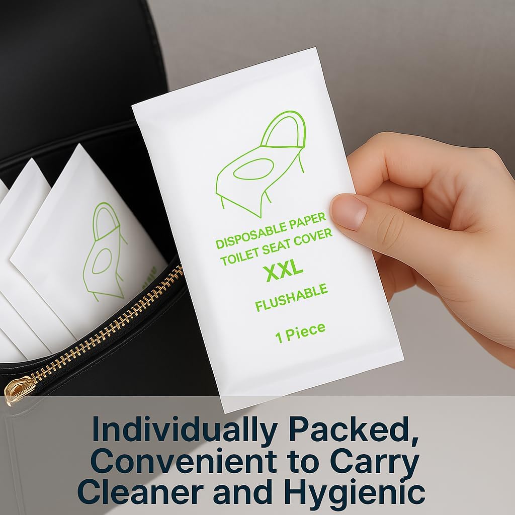 Individually Wrapped XXL Toilet Seat Covers Disposable Flushable for Travel (30 Pack), Full