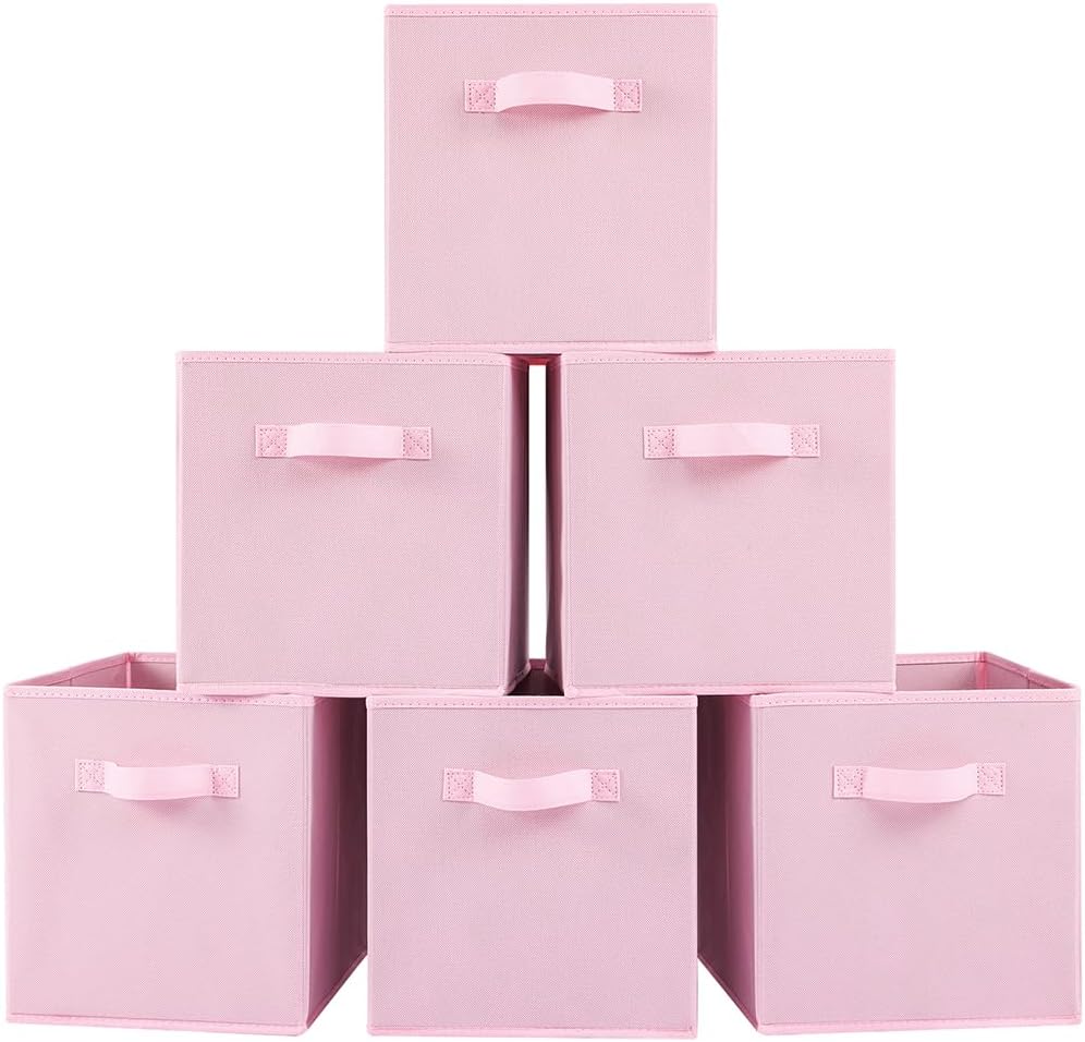 Stero Fabric Storage Bins 6 Pack Fun Colored Durable Storage Cubes with Handles Foldable Cube