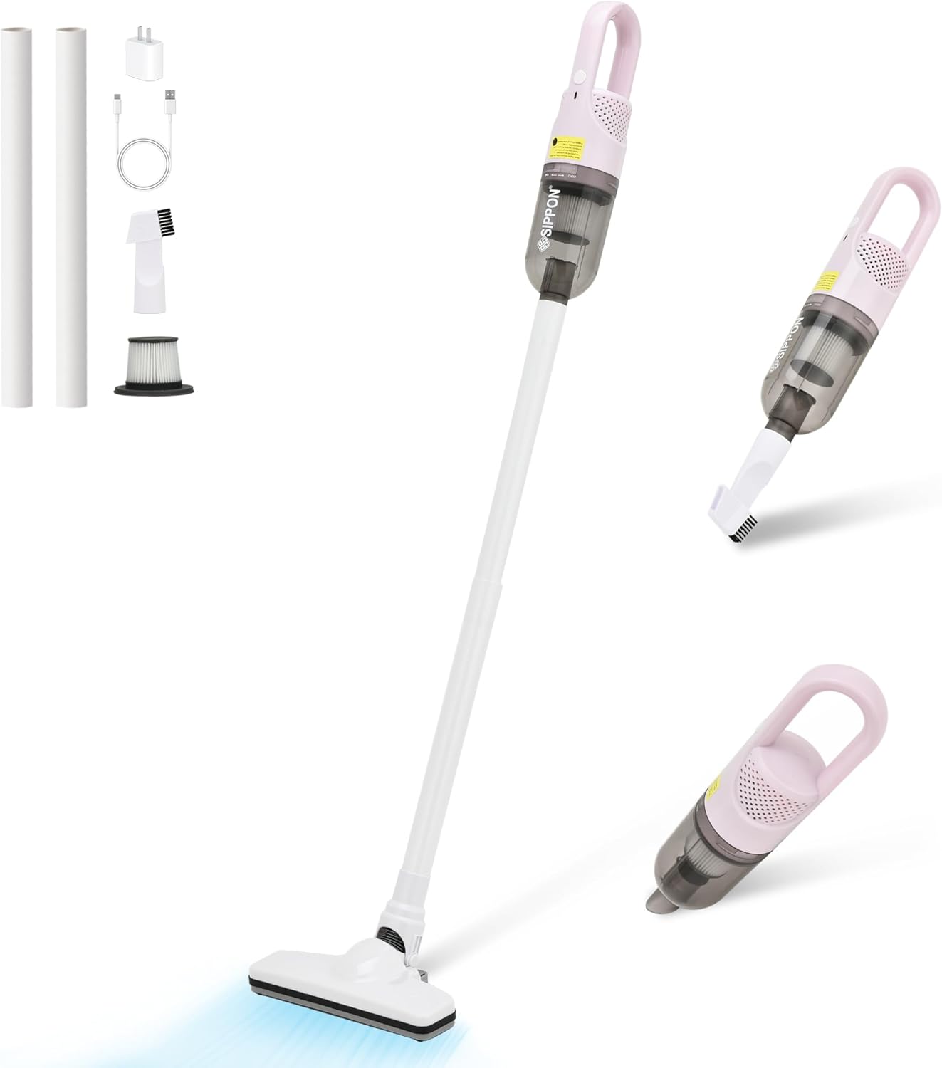 6-in-1 Lightweight Stick Vacuum Cleaner with 100W Powerful Motor, Mini Portable Household Handheld
