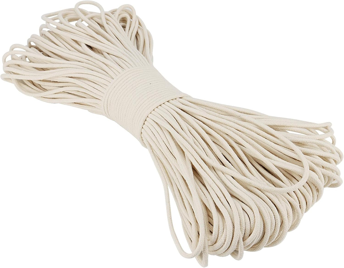 SOUJAP 5/32 Inch White Natural Cotton Clothesline Rope, 4mm x 328 Feet Cotton Sash Cord for Window
