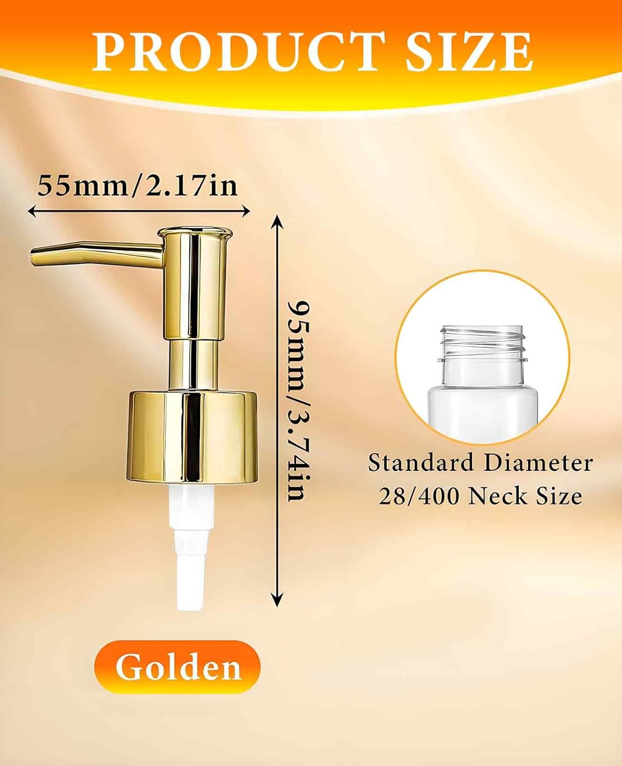 6 Pack Gold Soap Dispenser Pump, Top Replacement for Lotion & Regular Glass Bottles (Standard