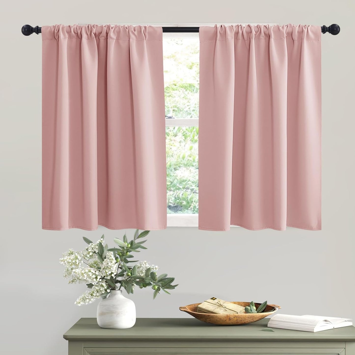 RYB HOME Blackout Curtains for Kitchen, Small Window Curtains Blinds, Thermal Insulating Drapes for