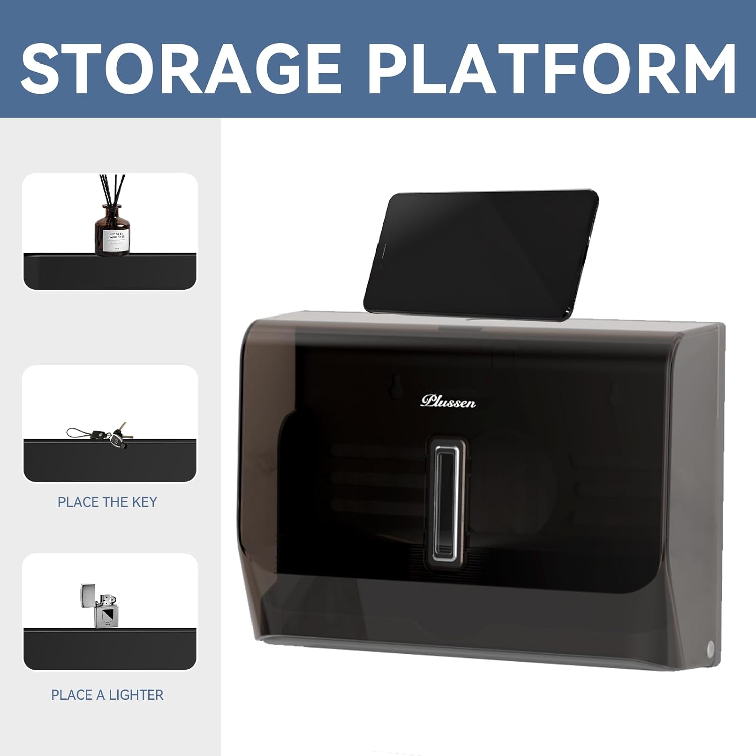 Paper Towel Dispenser Adhesive Wall Mounted,200+ Multifold Trifold c-Fold Hand Paper Towel