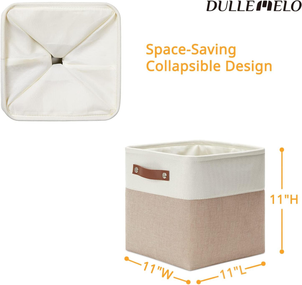 DULLEMELO 11 inch Cube Storage Bins, Large Collapsible Grey Storage Baskets for Square Cubes