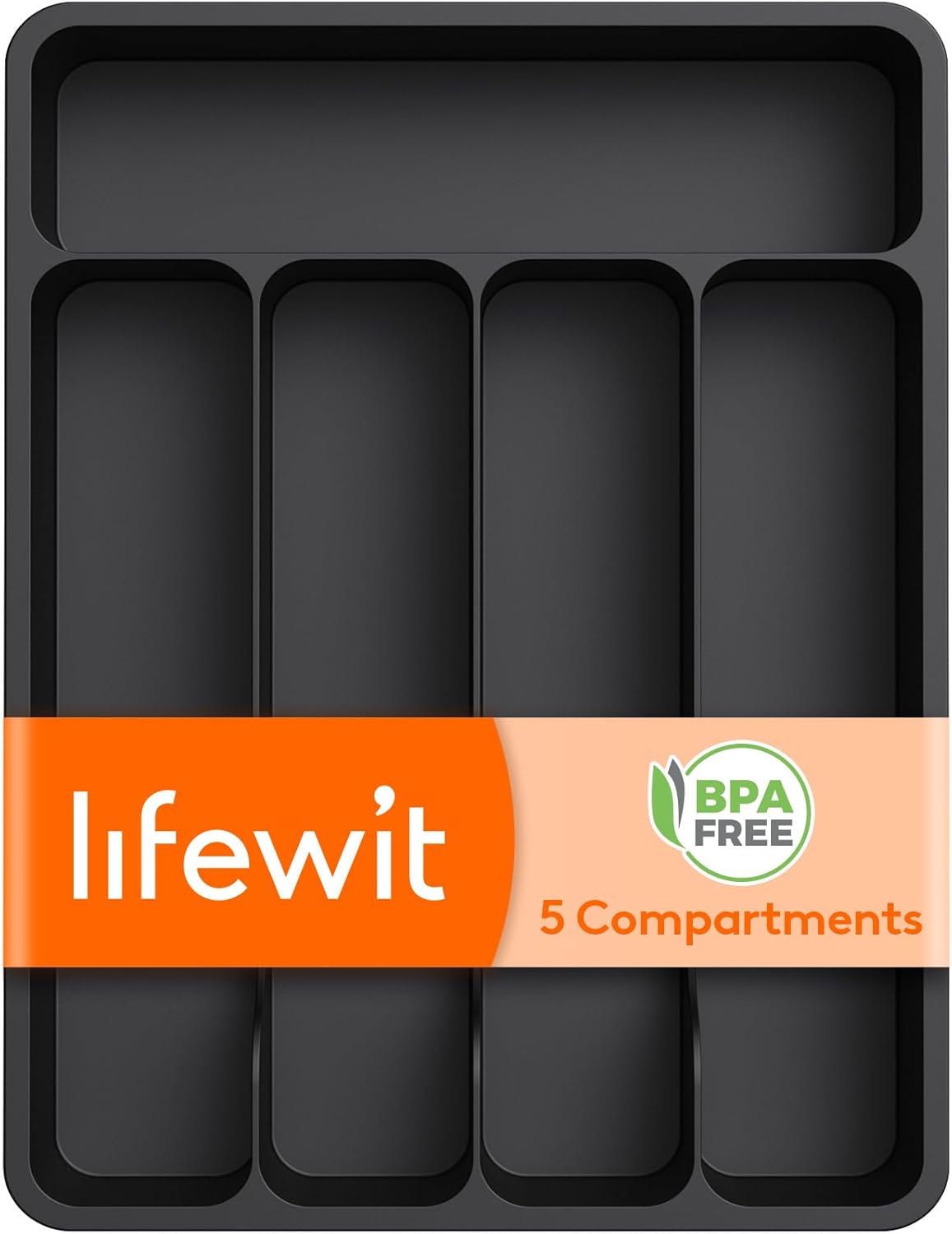 Lifewit Silverware Drawer Organizer Tray, Plastic Cutlery Storage for Kitchen Drawer, Flatware and