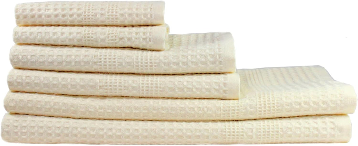 GILDEN TREE Waffle Towel Set Quick Dry Thin | 2 Bath Towels | 2 Hand Towels | 2 Washcloths, Classic