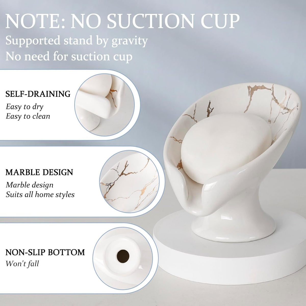Soap Dish, Soap Holder Self Draining Leaf Shape Soap Dishes, Ceramic Drain Soap Dish for Sink