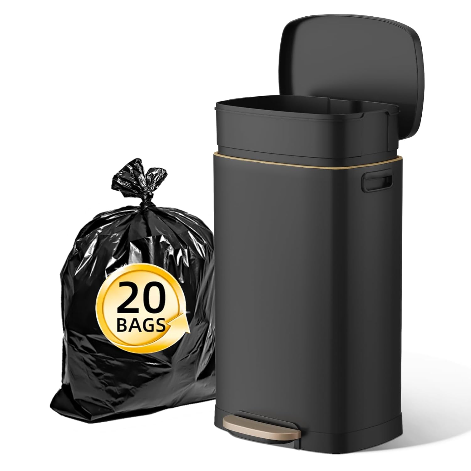 KUK 13 Gallon Kitchen Trash Can with Lid, 50L/13Gal Office Step Garbage Can for Home, Kitchen