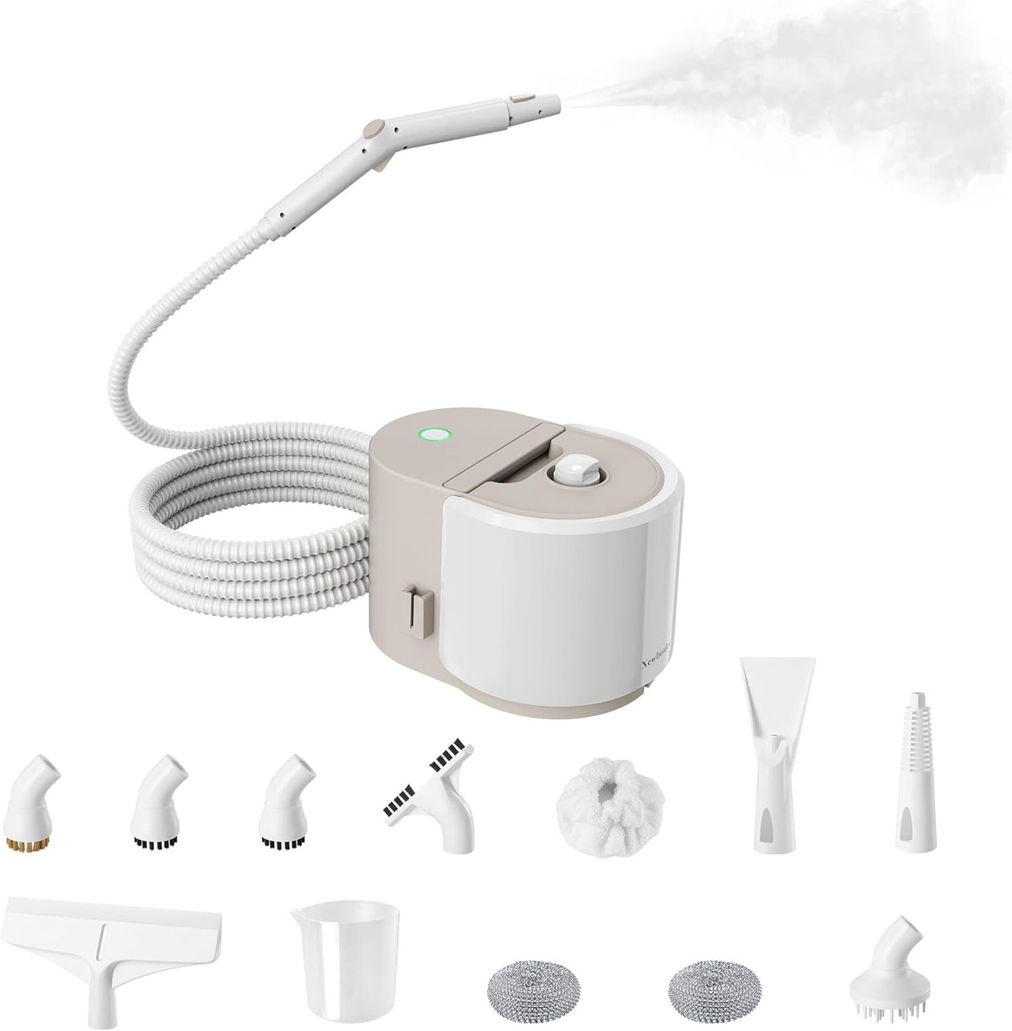 Newbealer Heavy-Duty Steam Cleaner for Home, Stainless Steel Boiler, 12-Piece Accessory Kit, Max 5