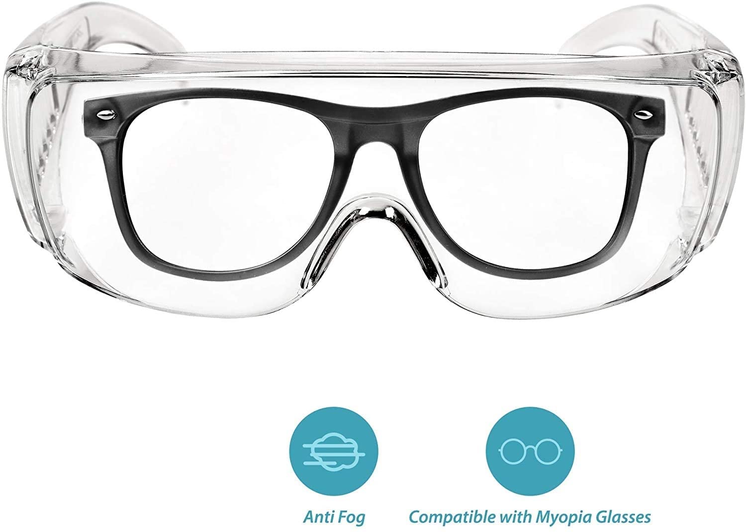 Safety Anti Fog Goggles 3-Pack - Over Eyeglasses, Dust/Chemical Splash Proof | ANSI Z87.1 Certified
