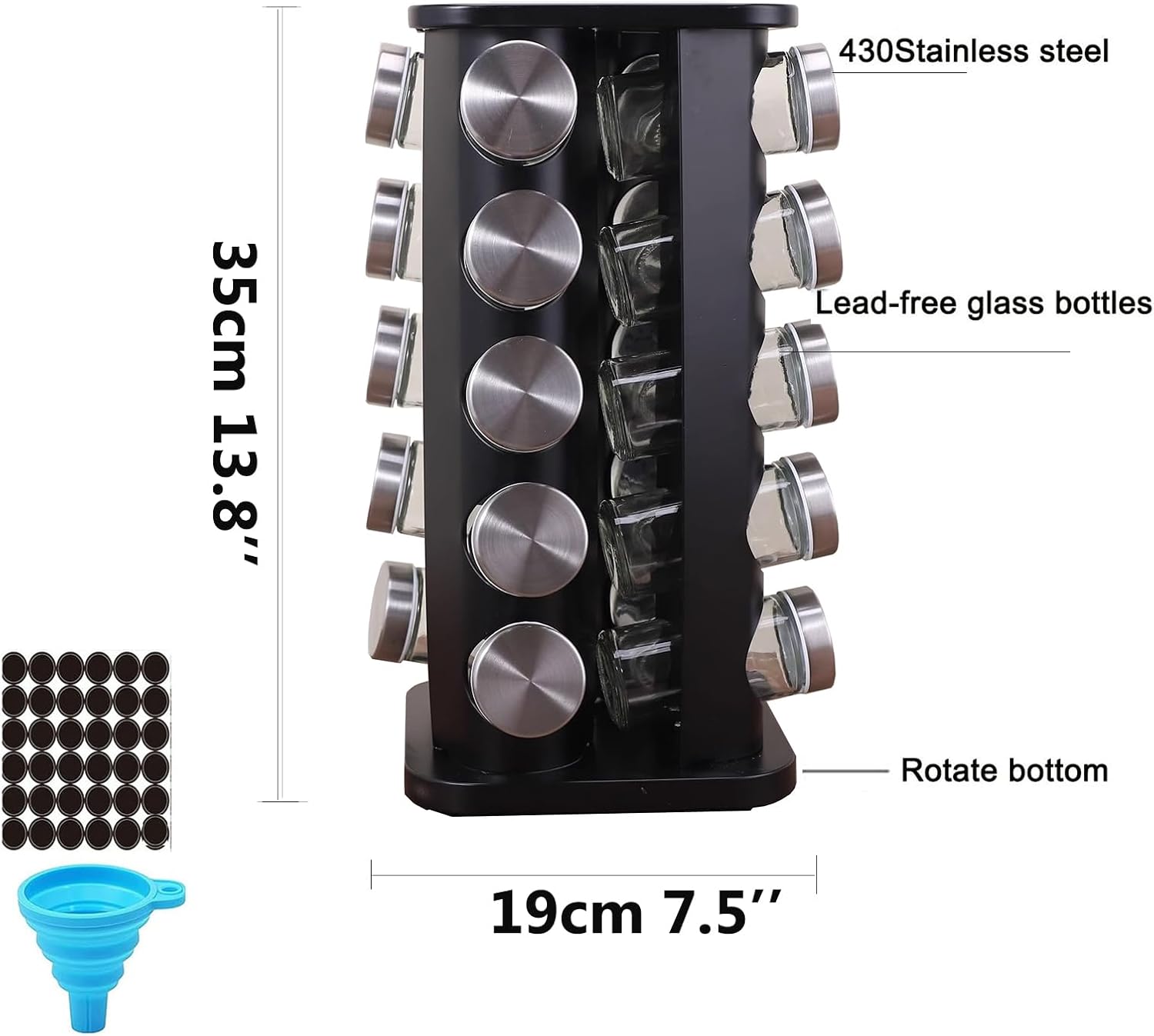 Spice Rack, Spice Rack Organizers for Countertop, Rotating Countertop Spice Rack, Revolving Spice