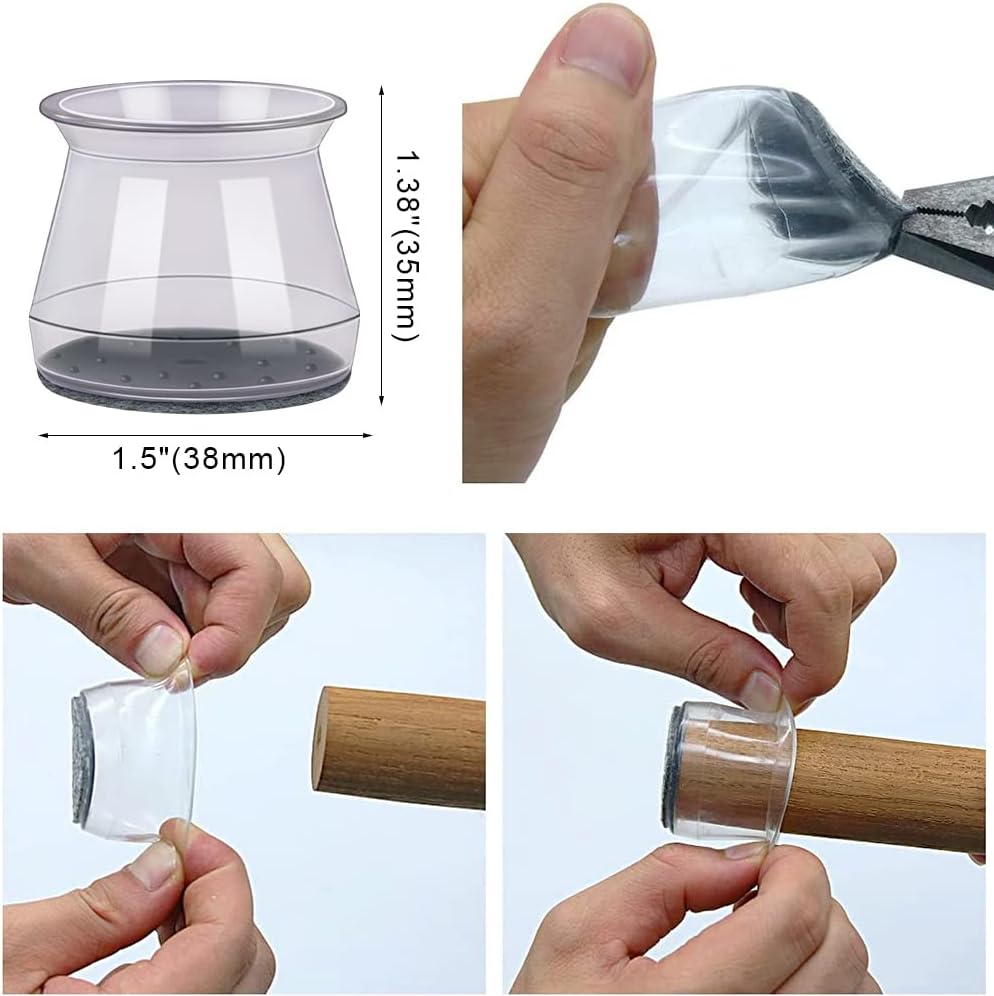 BUMACO 20Pcs Chair Leg Floor Protectors Chair Leg Protectors for Hardwood Floors Silicone Pads