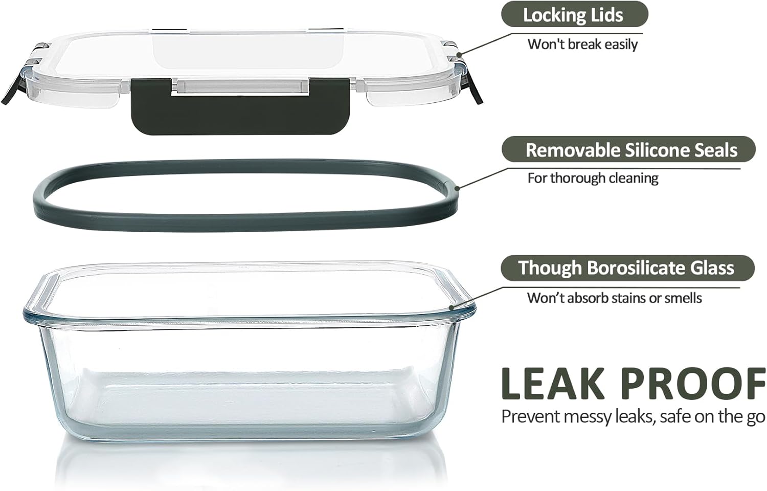 M MCIRCO [80 oz & 36 oz Extra Large Glass Food Storage/Baking Containers Set with Lids, 2 Pack 80