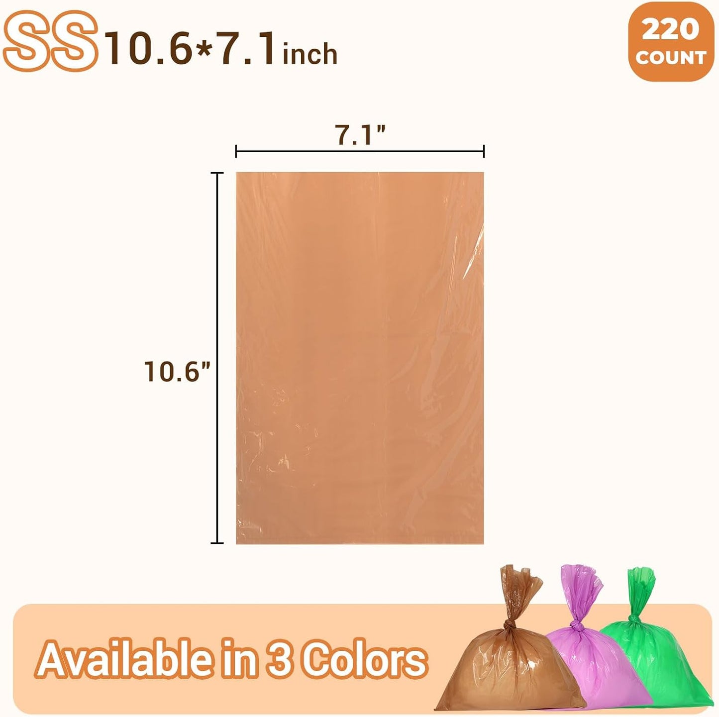 Odor Sealing Small Trash Bags Home & Food Use XS-220 Count Disposable Bags, Durable and Unscented