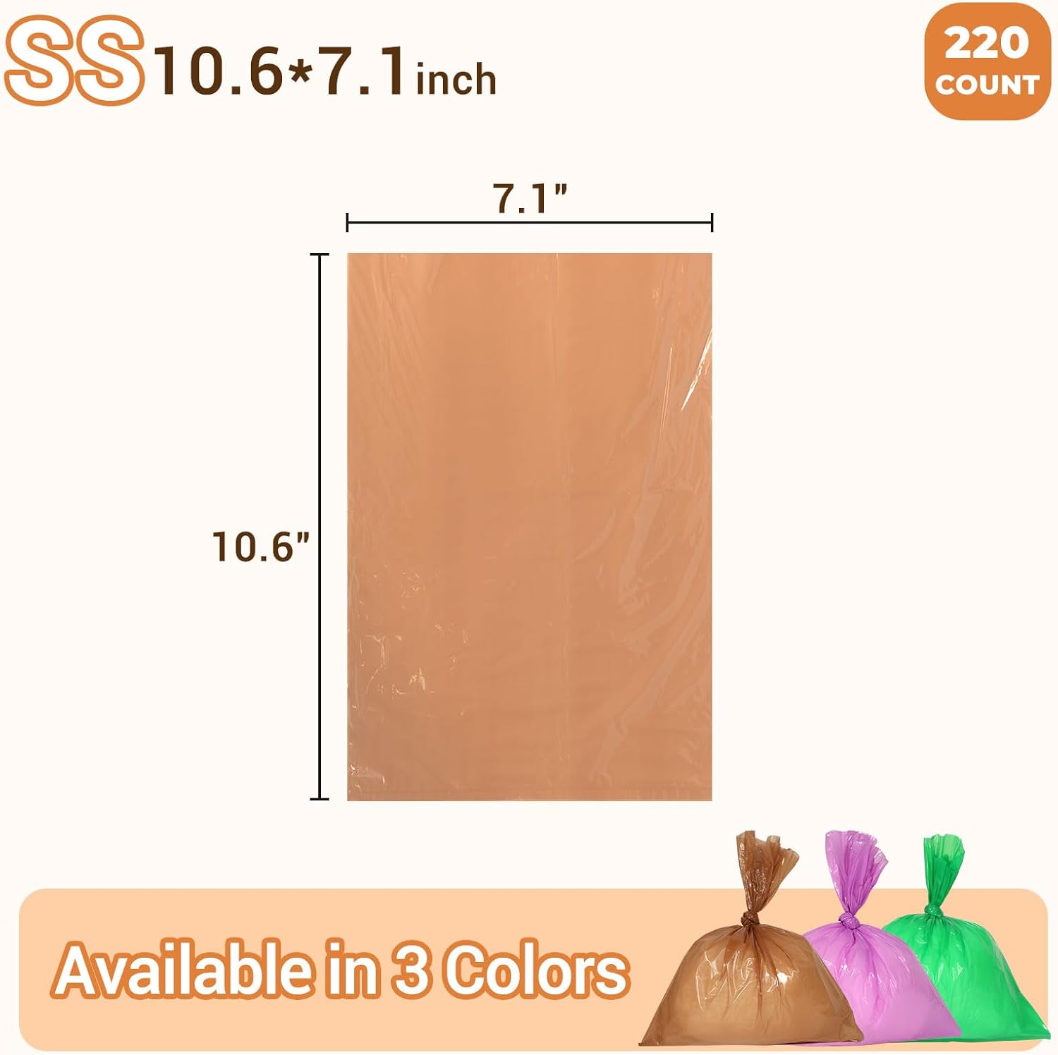 Odor Sealing Small Trash Bags Home & Food Use XS-220 Count Disposable Bags, Durable and Unscented