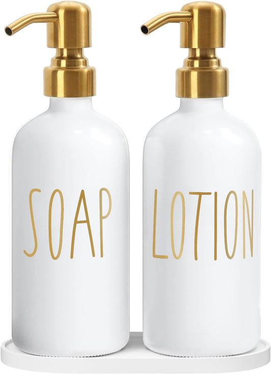 MOMEEMO Bathroom Soap Dispenser Set, Contains Lotion and Hand Soap Dispenser, Suitable for Bathroom