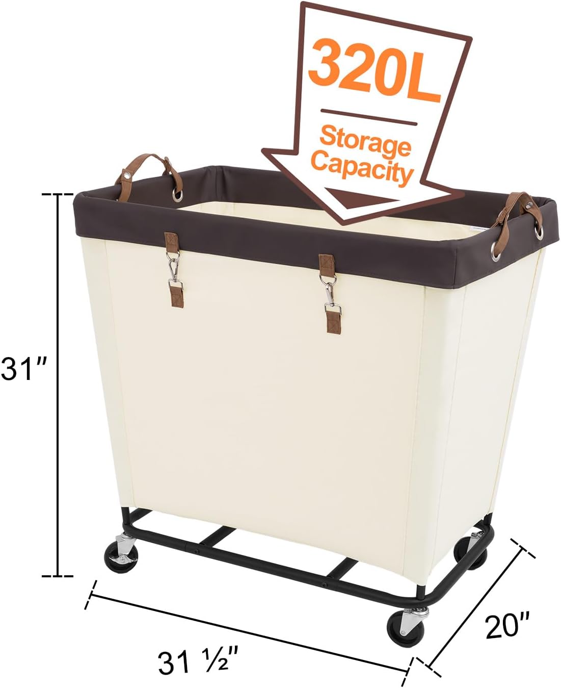 StorageWorks 320L Laundry Basket with Wheels, Extra Large Rolling Hampers for Clothing Organizer