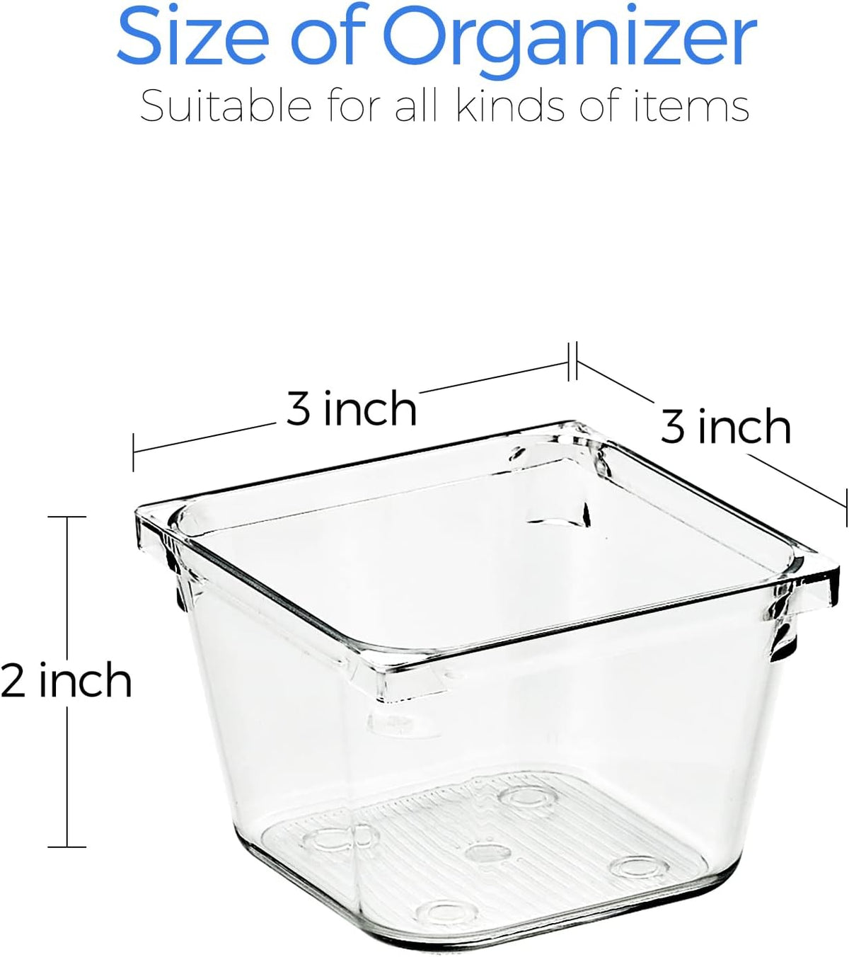 Ravinte 6 Pack Drawer Organizer - 3" X 3" Plastic Storage Bins, Acrylic Organizers with Non-Slip