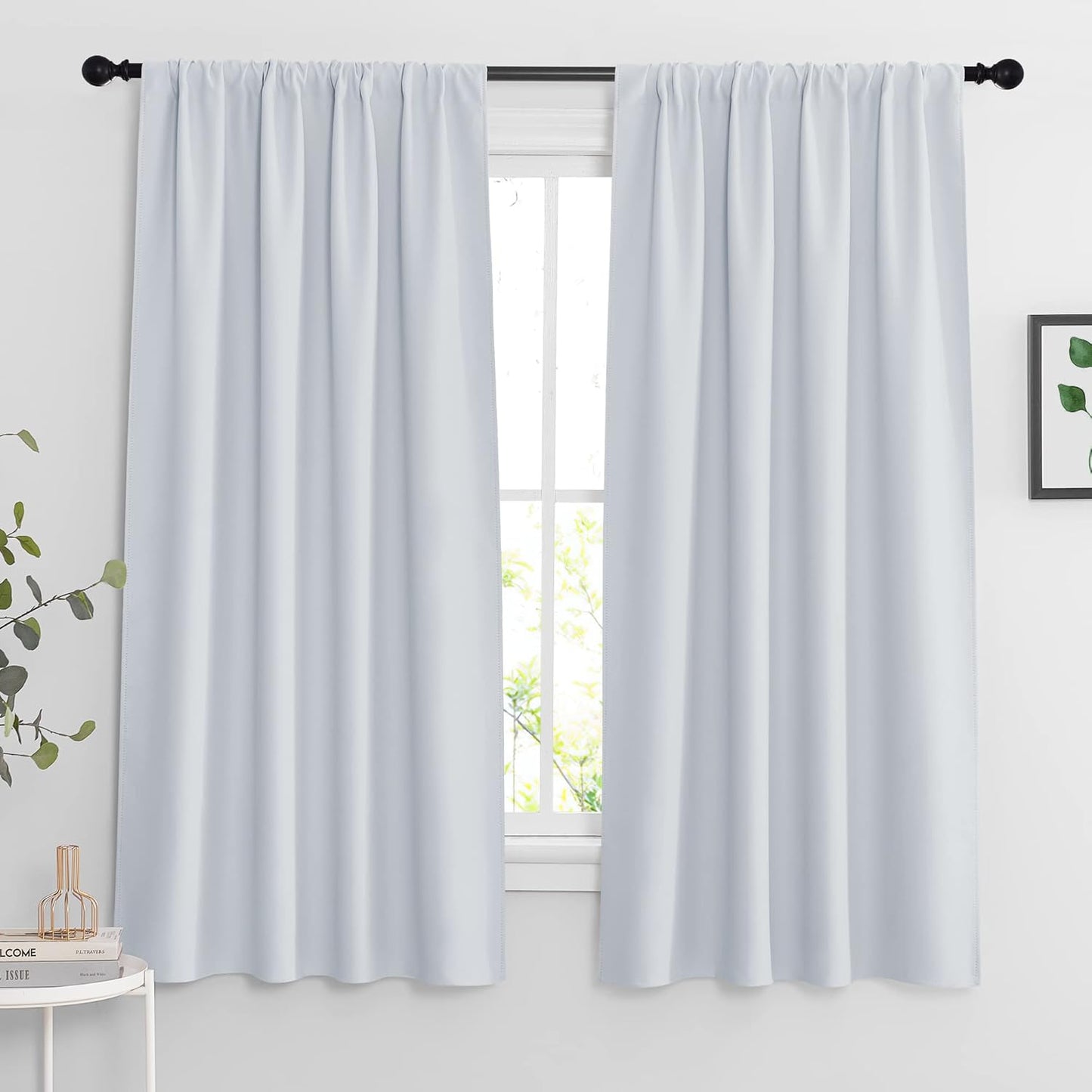 RYB HOME White Room Darkening Curtains for Bedroom, Thermal Insulated Curtains and Drapes Small